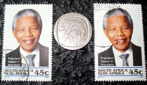 MADIBA 2 FINE STAMPS + 10 YEARS FREEDOM COIN