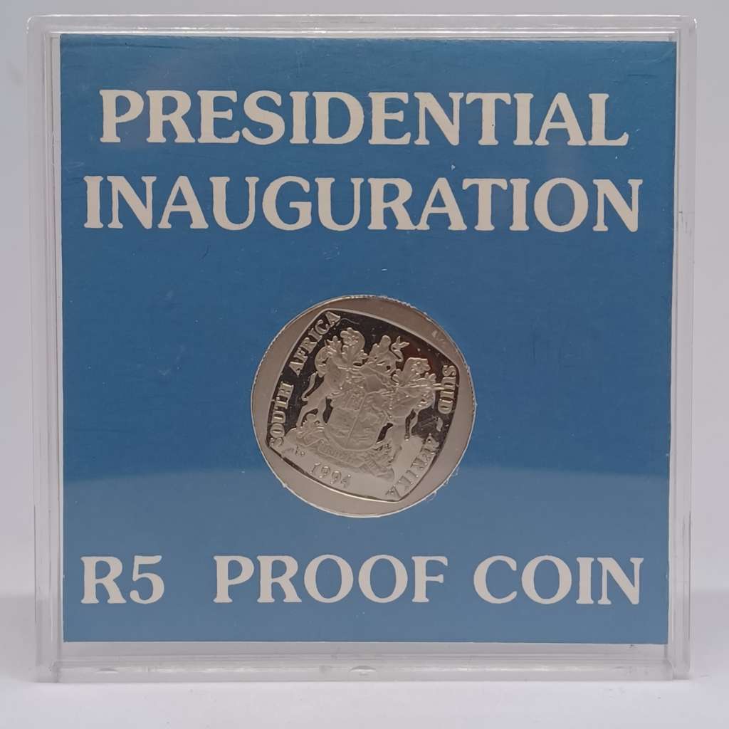 South Africa Official Inauguration Proof 1994 R5 Coin 5R in original SAM case
