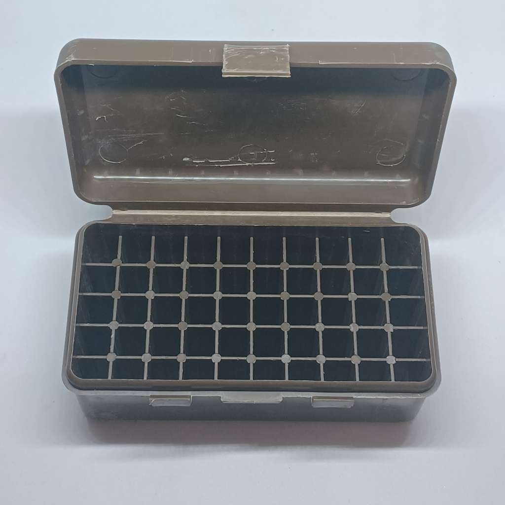 MTM 50 round ammo case-gard for 38-357 bullets. - Brown