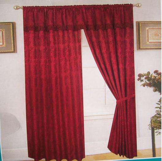 Maroon Jacquard  Curtains,  3 metres