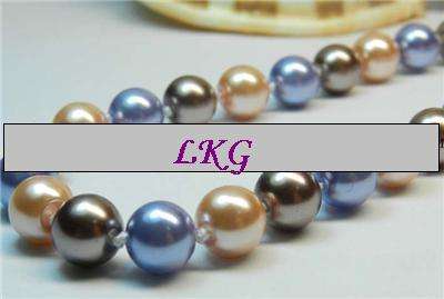 !!!Stock Clearance!!!8mm Multicolor Sea Shell Pearl Necklace (Peach Champagne, Sky Blue and Coffee)