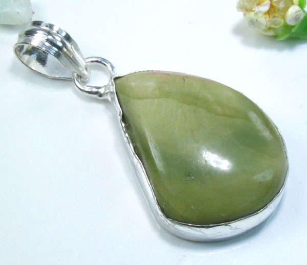 NATURAL!!! JASPER SILVER PENDANT