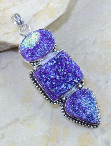 HUGE SHIMMERING TITANIUM DRUZY PENDANT