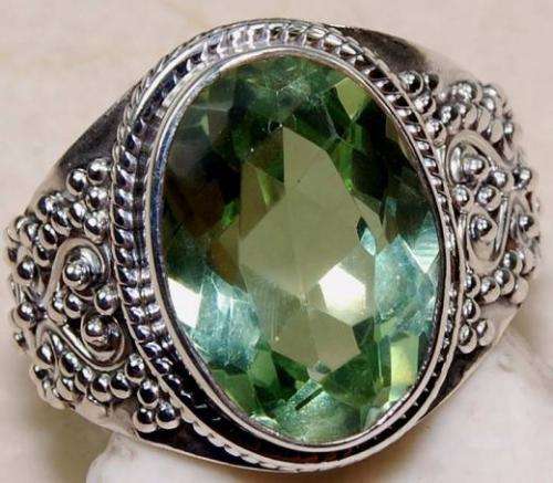 5CT Natural Green Amethyst 925 Solid Sterling Silver Ring Sz 7.5