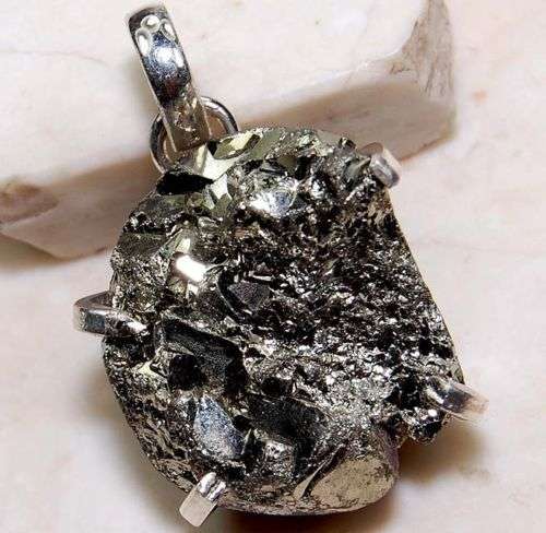 Pyrite Druzy 925 Solid Sterling Silver Pendant