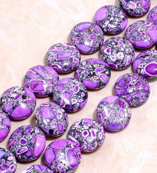 11 Pcs Mosaic Magnesite Button Loose Beads
