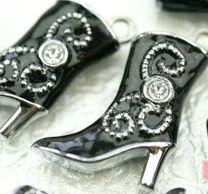 Crystal Black Boot Charm