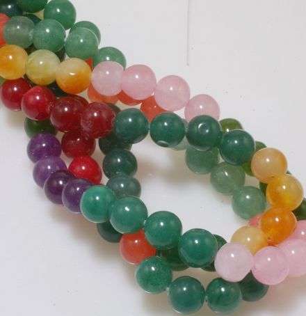 9MM Multi Color Jade Gemstone Round Loose Beads