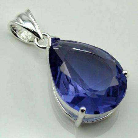 AWESOME AMETHYST TEARDROP SILVER PENDANT
