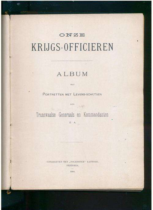 Onze Krijgs-Officieren