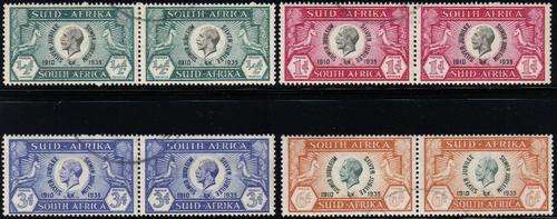 1935 SILVER JUBILEE- SET OF 4 HORIZ. PAIRS - VERY FINE USED - CLEFT SKULL