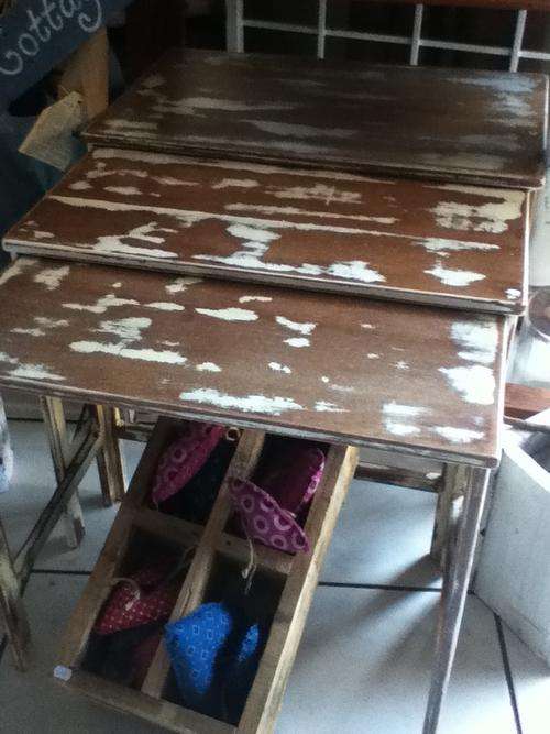 DENMARK NESTLING TABLES x 3 - SHABBY CHIC'ed!!
