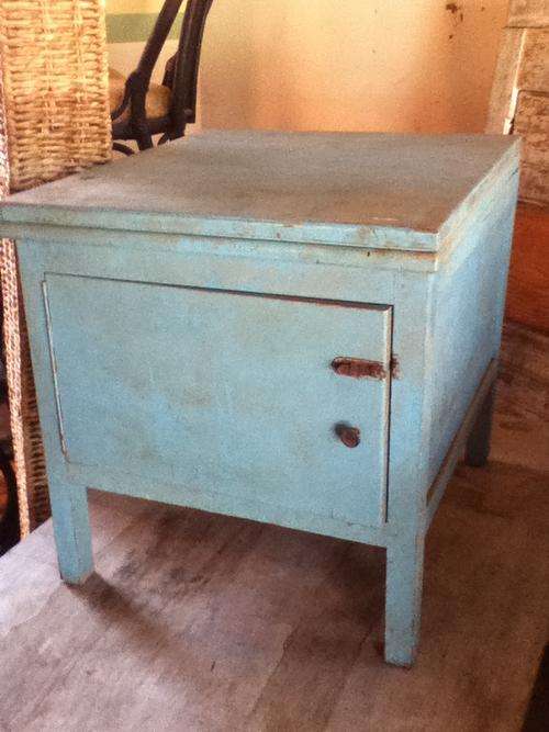 BLUE CABINET WITH FLIP LID AND LITTLE CUPBOARD DOOR