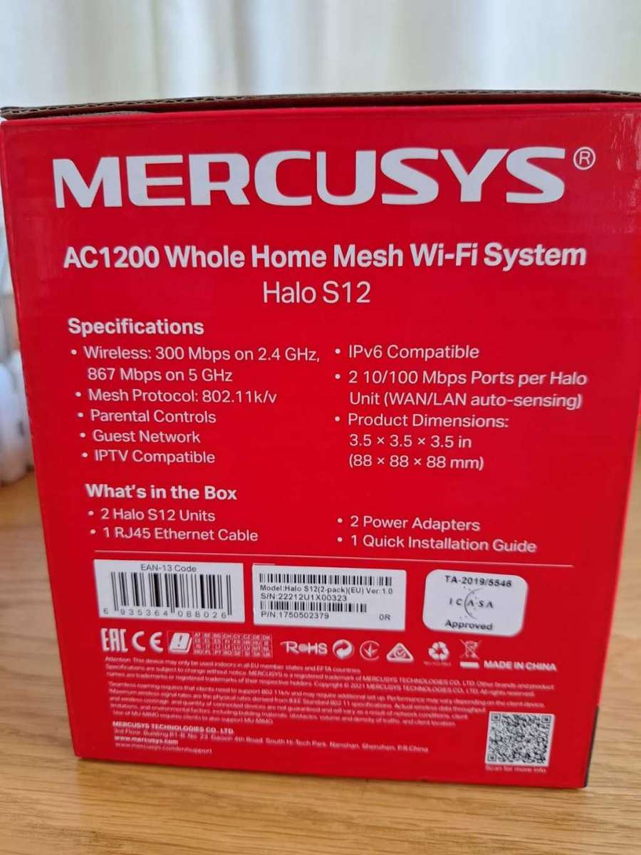 Mercusys AC1200 Halo S12 Mesh Wifi Router