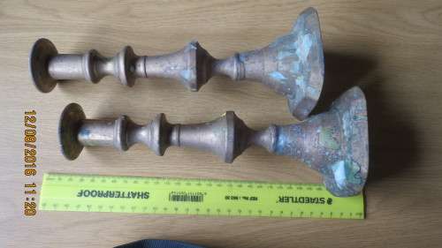 Pair of brass candlestick, 24cm high, as per photo