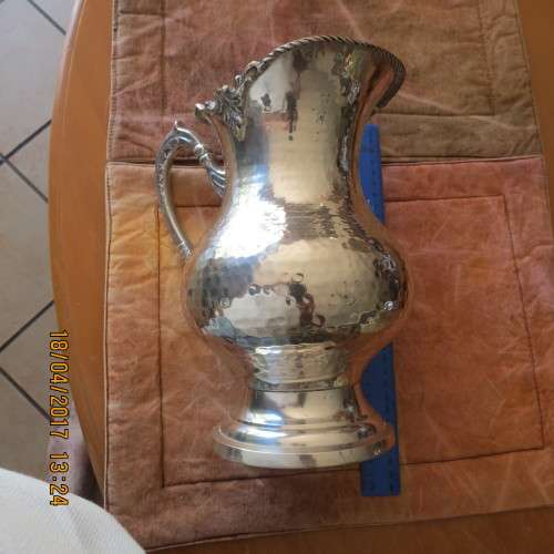 attractive water jug, silver plated, 23cm high, in good condition, very minor ware, as per photo