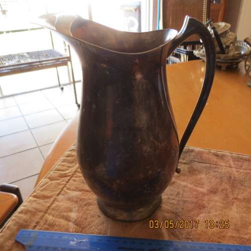Large silver plated water jug, 24.5cm high, as per photo