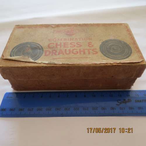 Combination set, chess and drafts wood, with two aluminium ones, in original box, as per photo