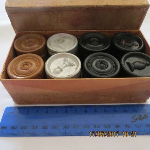 Combination set, chess and drafts wood, with two aluminium ones, in original box, as per photo