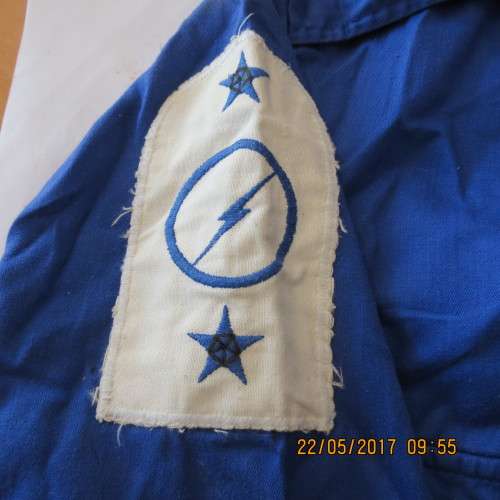 South African Navy blue shirt with badges, label stamped 1989, as per photo