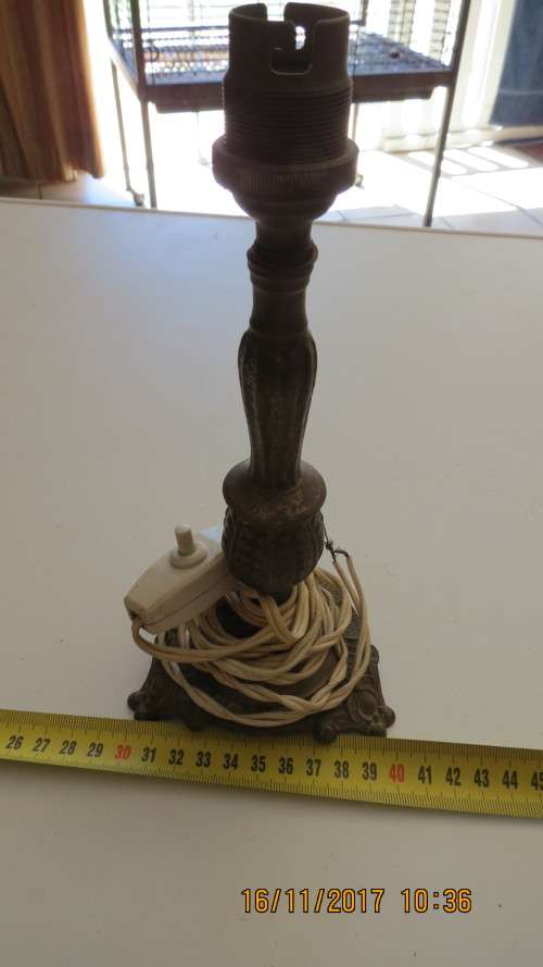 metal candlestick made into lamp, 22cm high, as per photo