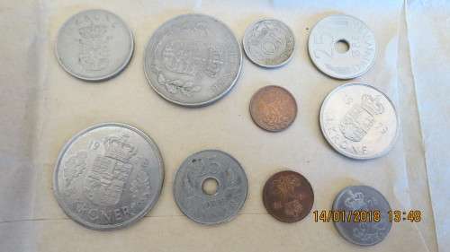 10 Danish coins, as per photo
