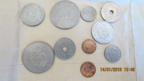 10 Danish coins, as per photo