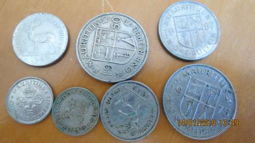 7 Mauritius coins, as per photo