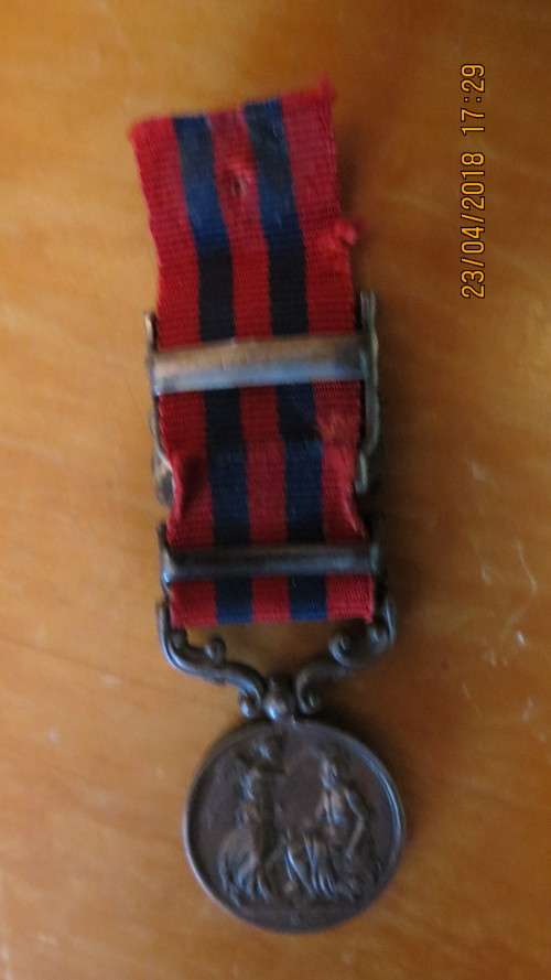 Victorian Indian General Service medal, miniature with 3 Bars,  as per photo