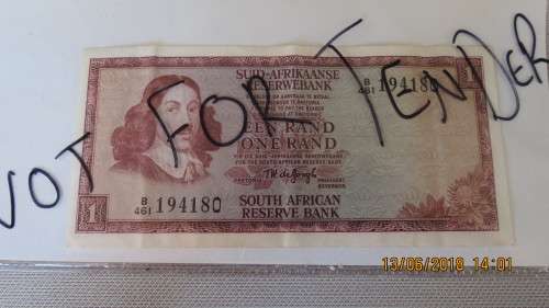South African R1 banknote, as per photo