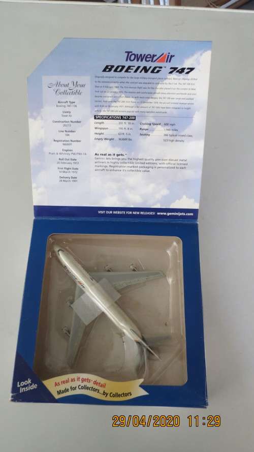Gemini Jets Boeing 747 Diecast model 1:400 scale, as per photo