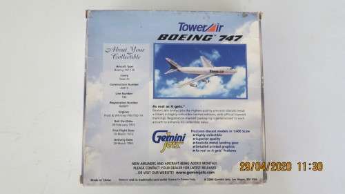 Gemini Jets Boeing 747 Diecast model 1:400 scale, as per photo