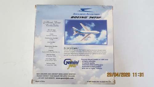 Gemini Jets Boeing 747SP Diecast model 1:400 scale, as per photo