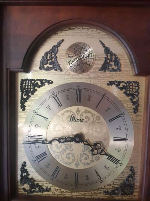 Tempus Fugit grand father clock, in excellent condition, 190cm by 41cm, 26cm deep, as per photo