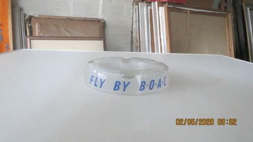B.O.A.C. ashtray opec glass with fly by B.O.A.C, 16cm diameter, as per photo