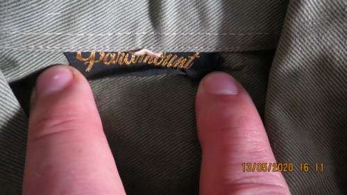 Old Rhodesian Army green shirt with sleeve badge's, made by Paramount,......., as per photo
