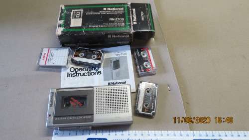 National Micro cassette recorder, RN-Z109  2 speed in box with spare tapes, as per photo