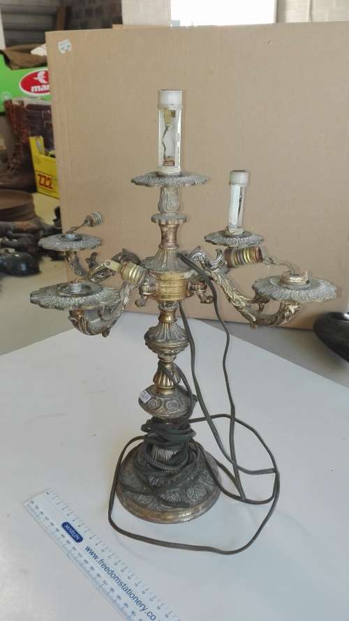 very attractive brass four point lamp, needs attention, 35cm high, as per photo