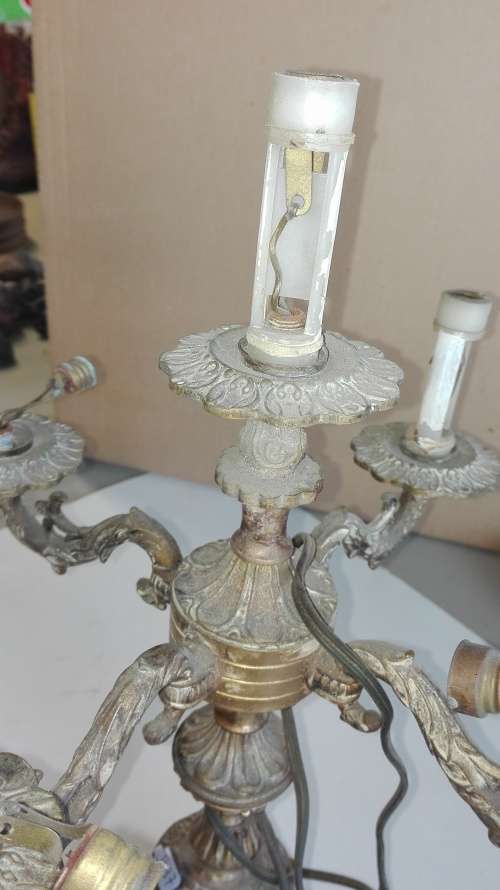 very attractive brass four point lamp, needs attention, 35cm high, as per photo