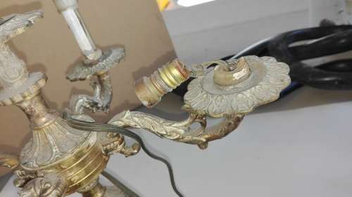 very attractive brass four point lamp, needs attention, 35cm high, as per photo