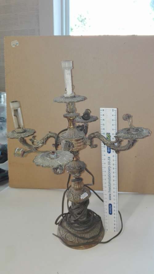 very attractive brass four point lamp, needs attention, 35cm high, as per photo