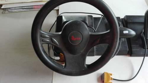 Genius steering wheel and pedals for computer games,slightly damaged,......,as per photos