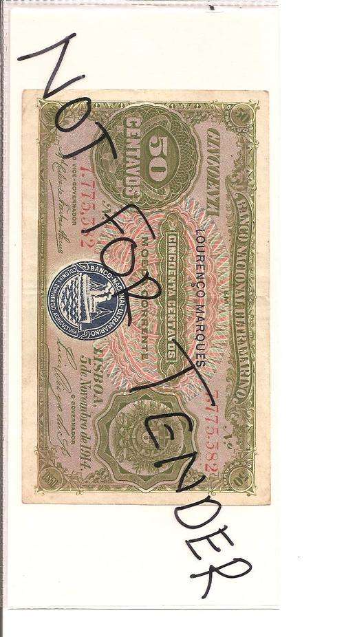 Mozambique, 1914, 50 Centavos, as per scan