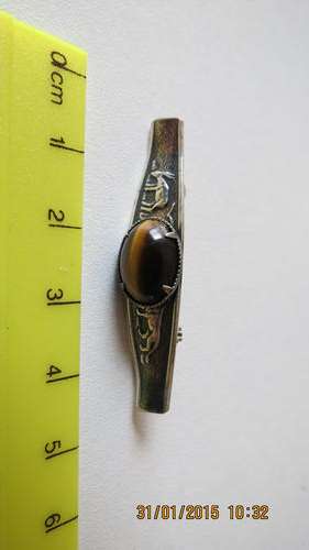 Simba silver and tiger eye brooch, as per photo