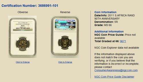 2011 90th ANNIVERSARY R5 MS66