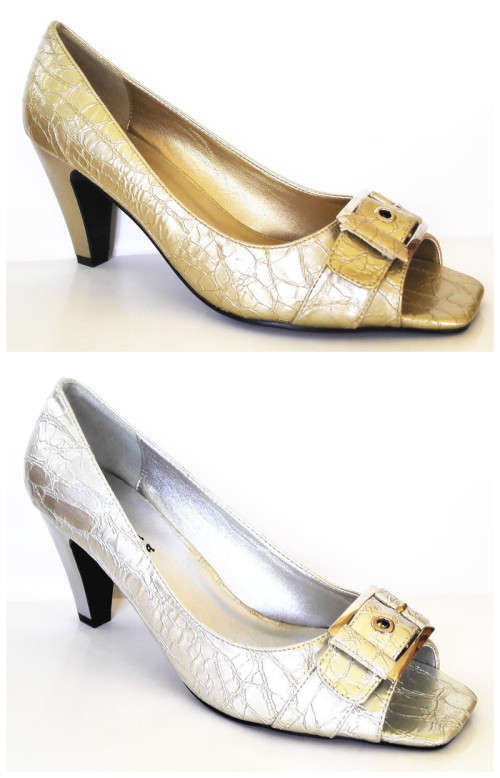 Lavanda Medium Heel Peep Toe Court Shoes