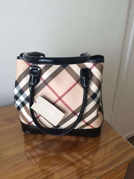 Burberry "Nova' black-trimmed tote - unused