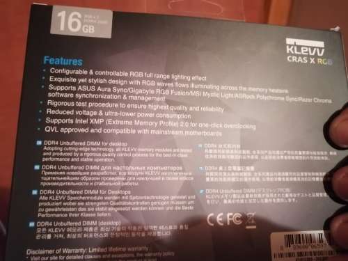 Klevv RGB cras x 16gb 3600