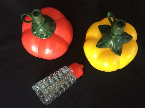 VIntage Retro Tomato Sauce / Mustard / Vinegar Set