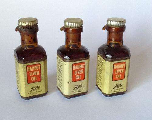 Antique Medicine Set of 3 Glass "Liver Oil" Bottles